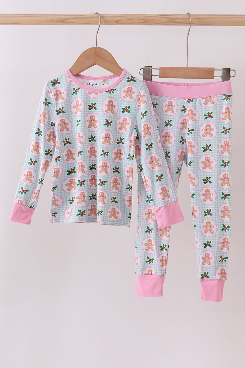 Girls Pink Gingerbread Bamboo Pajama Set
