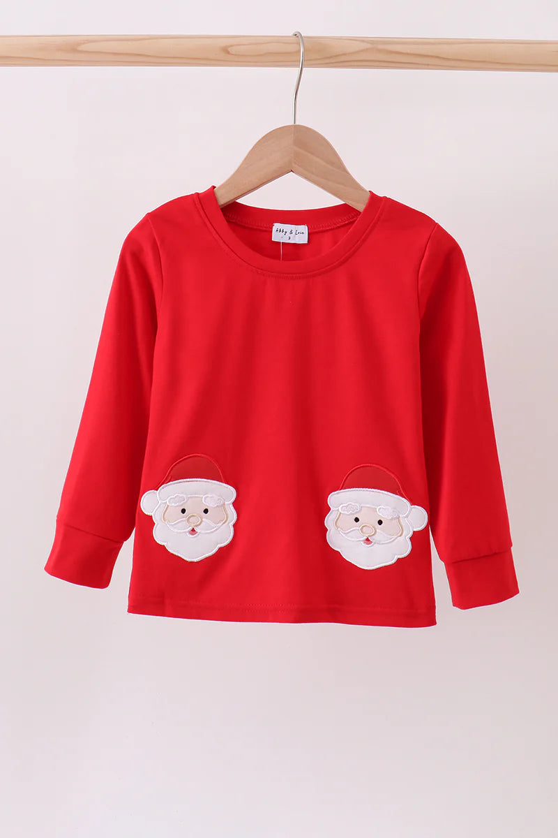 Boys Red Santa Claus Appliqué Top